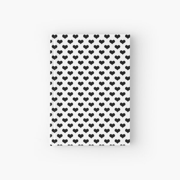 black hearts pattern white background Hardcover Journal