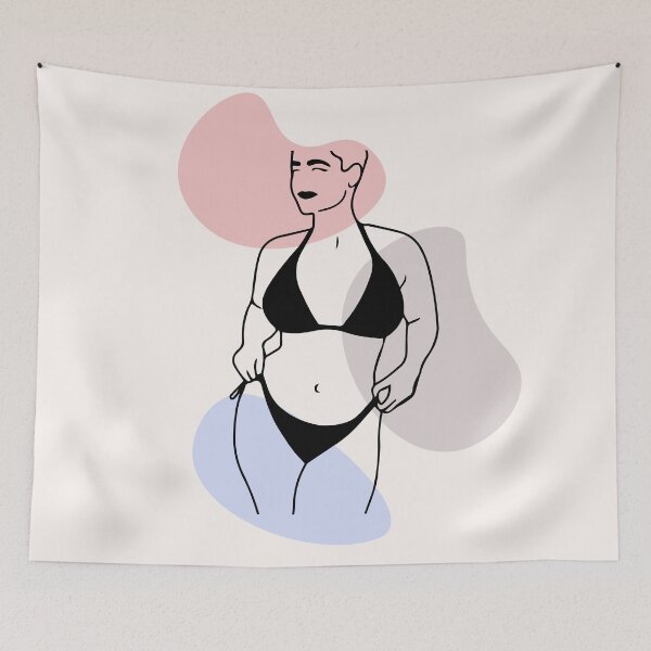Item preview, Girl in bikini , Slender waist, Beautiful body. Stylish graceful faceless ladies. Fashion illustrations. Elegant arts. Outline body parts. designed and sold by Eshka.
