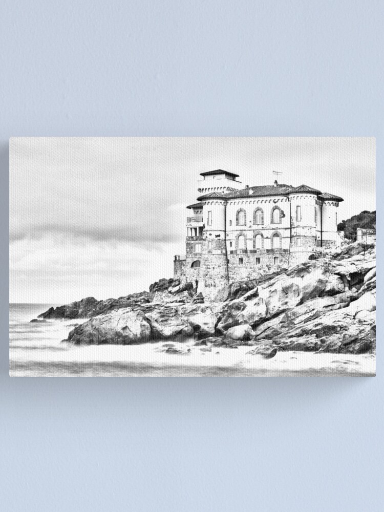 Drawing Of An Old Castle Canvas Print By Alexsebastianh Redbubble