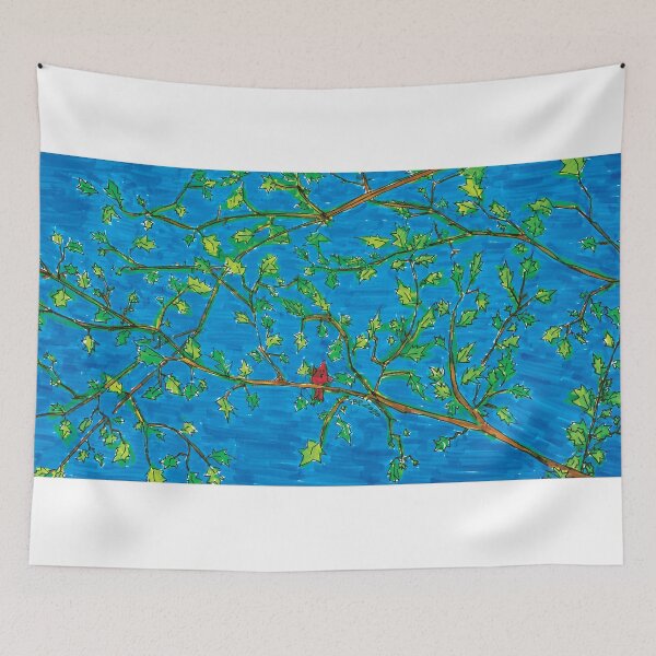 Item preview, RED BIRD IN SUMMER LEAVES designed and sold by SethBondPerry.