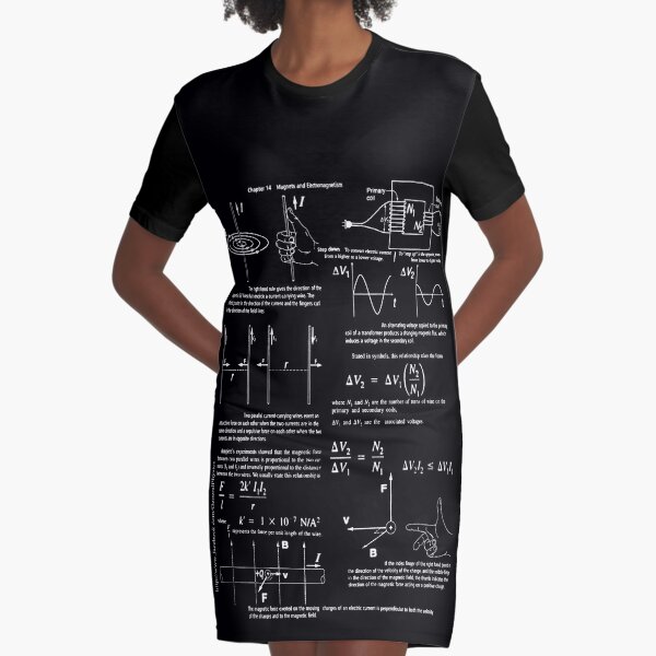 Copy of Physics, Magnets, Electromagnetism, magnetic, electric, current, tesla, weber, electromagnet, flux, pole, dipole Graphic T-Shirt Dress