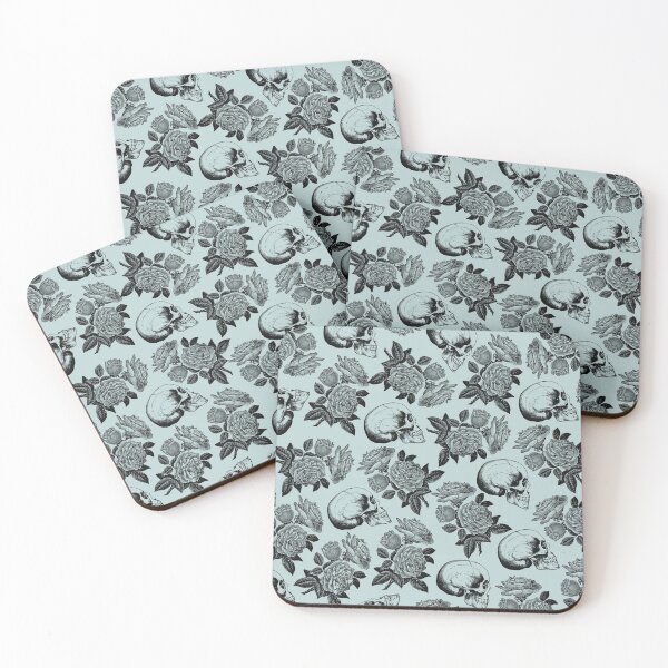 Item preview, Skulls And Roses • Pastel Blue • Romantic Goth designed and sold by Rike Mayer.
