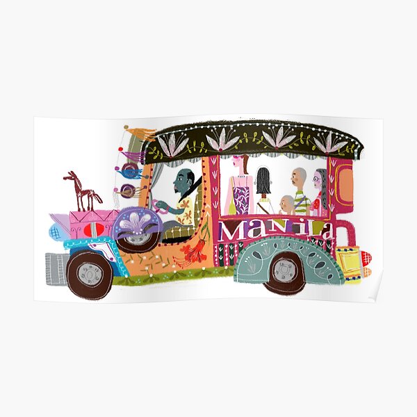The iconic Philippine jeepney illustrated by Robert Alejandro Poster