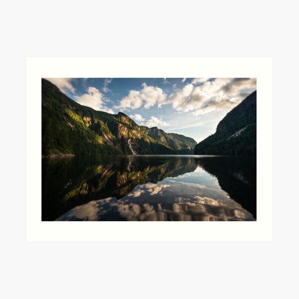 Princess Louisa Inlet at sunset. Art Print