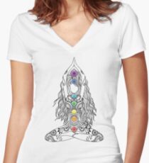 Yoga Om Chakras Mindfulness Meditation Zen 1 Women's Fitted V-Neck T-Shirt