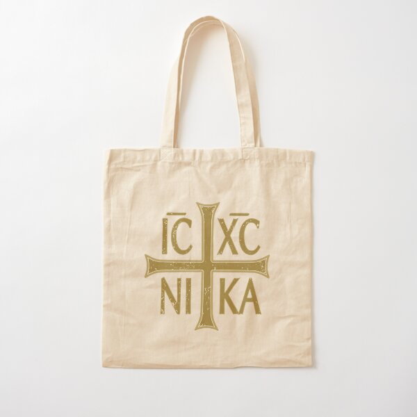 IC XC NI KA Christogram Cross Orthodox Christian Vintage Graphic Cotton Tote Bag