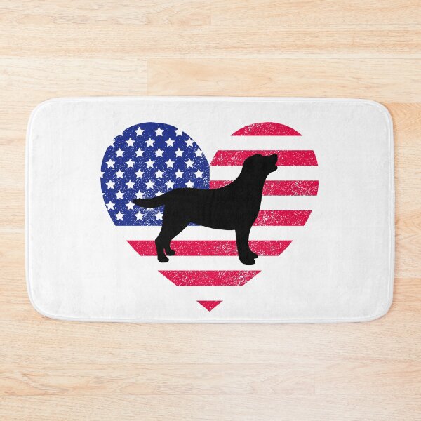 Artikelvorschau, Schwarze Labrador-Silhouette und US-Herz entworfen und verkauft von HappyLabradors.