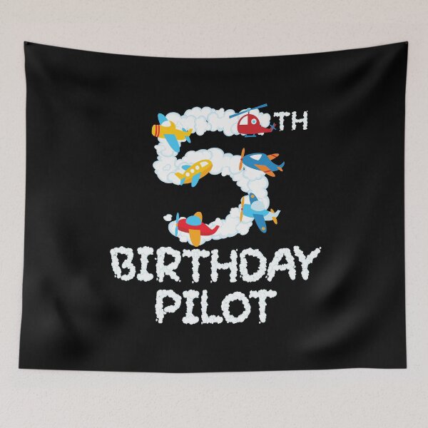 Item preview, 5th Birthday Pilot 5 Years Old Aviator Kid B-day Party print designed and sold by Grabitees.