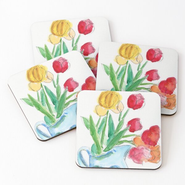 Item preview, Tulipanes en una jarra de agua acuarela designed and sold by AnissaF.