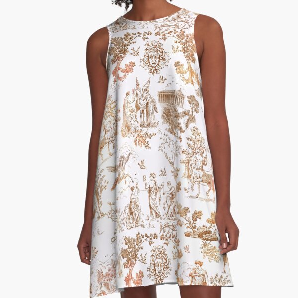 Greek Mythology Toile with Centaurs, Minotaurs and Pegasus A-Line Dress