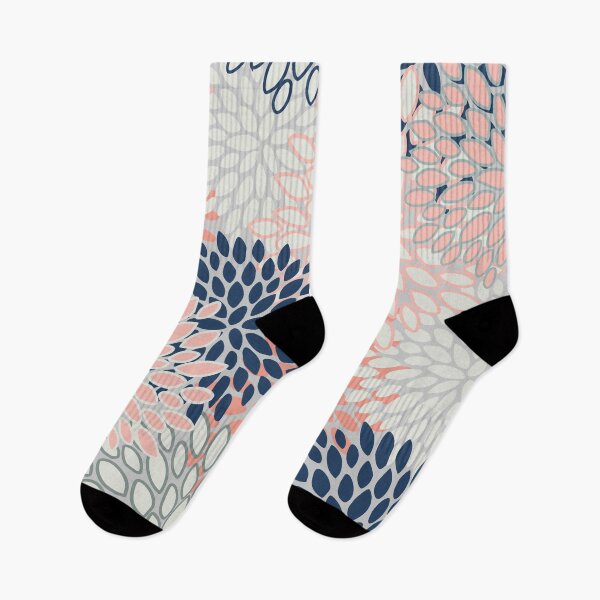 Item preview, Floral Pattern, Pink, Navy, Gray, Aesthetic, Modern Print Art designed and sold by meggydesigns.