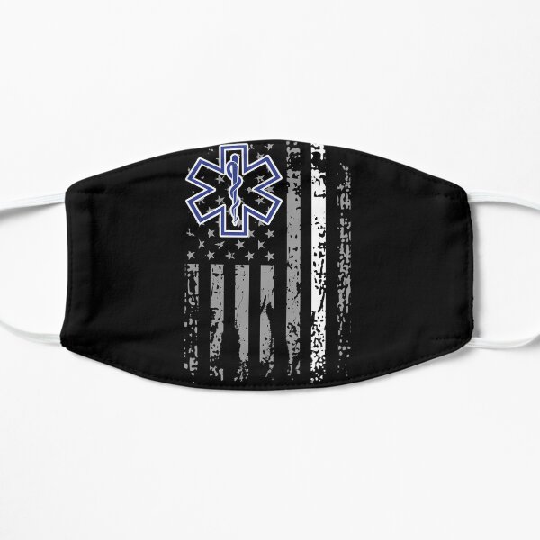 Thin White Line EMS EMT Paramedic American Flag Gift Flat Mask