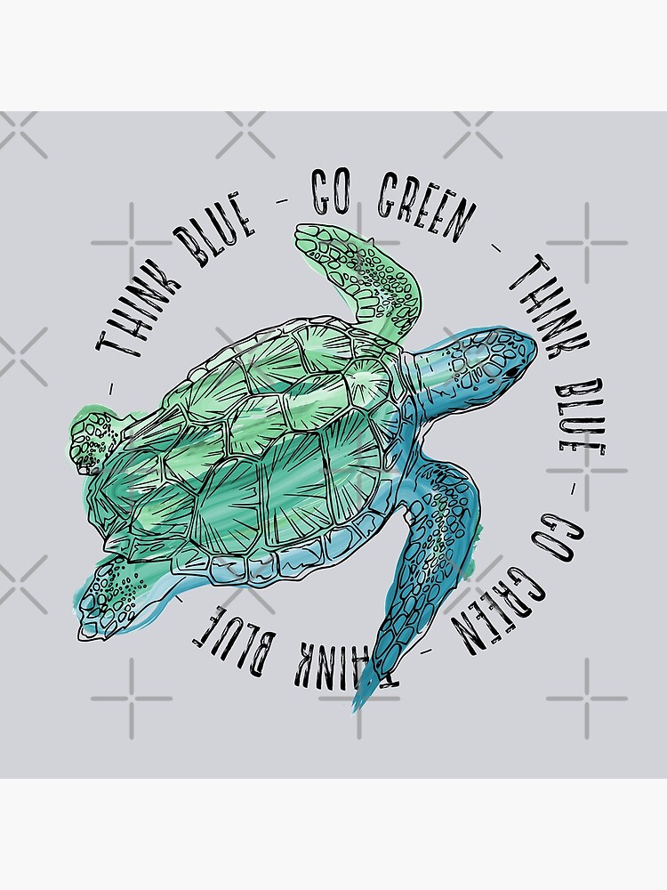 think-blue-go-green-watercolor-sea-turtle-poster-for-sale-by-glxy9