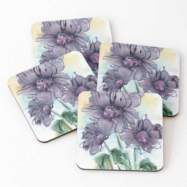 Item preview, Purple line and wash watercolor flowers designed and sold by AnissaF.