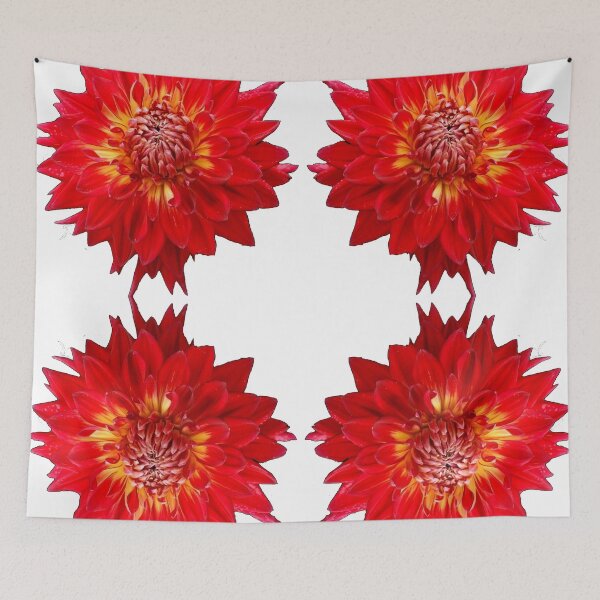 Item preview, FOUR RED DAHLIA GARDEN FLOWER PATTERNS ON WHITE designed and sold by sharlesart.