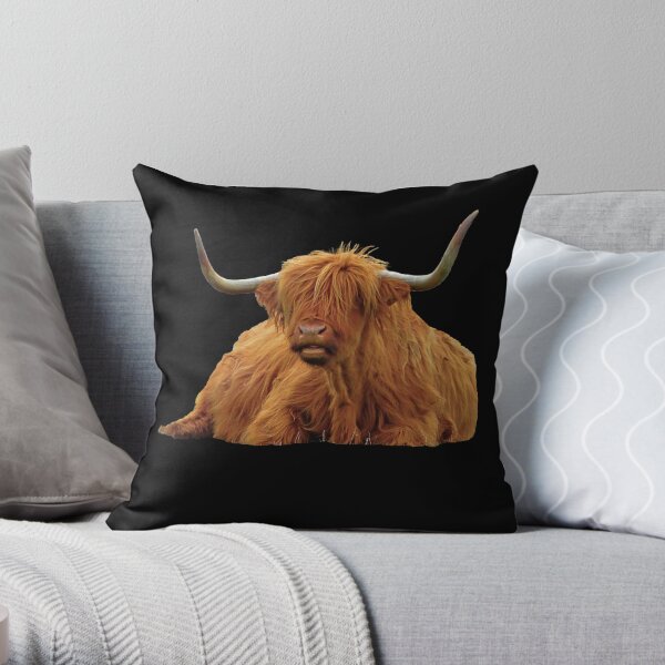 Highland Cow on Tiree Throw Pillow