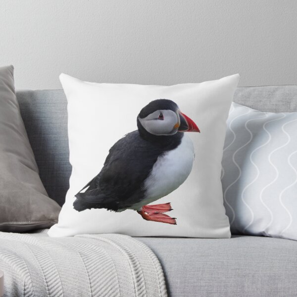 Puffin Go Solo Throw Pillow