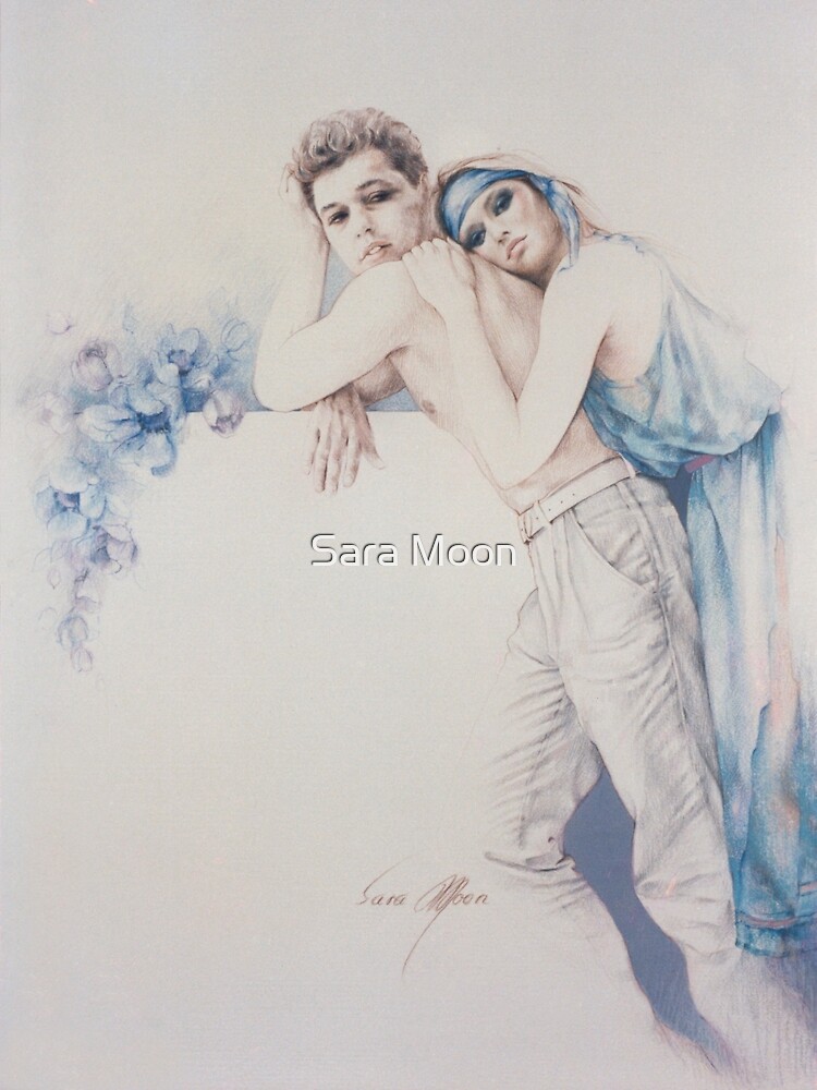 Thumbnail 3 of 3, Photographic Print, Couple With Blue Flowers designed and sold by Sara Moon.