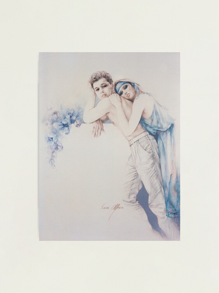 Thumbnail 2 of 3, Photographic Print, Couple With Blue Flowers designed and sold by Sara Moon.