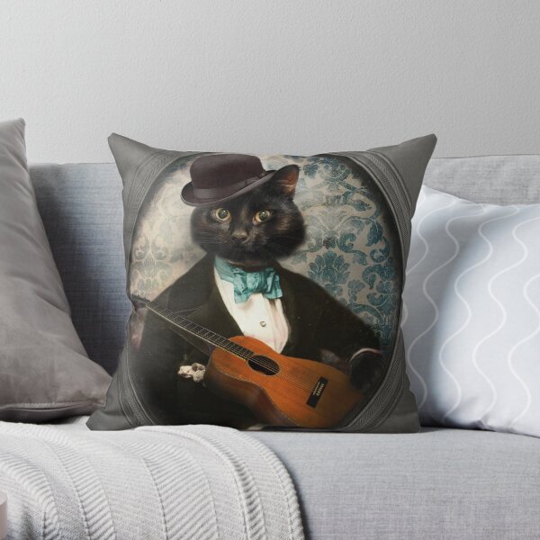 Black Cat Guitarist - Felix Fitzpatrick Throw Pillow