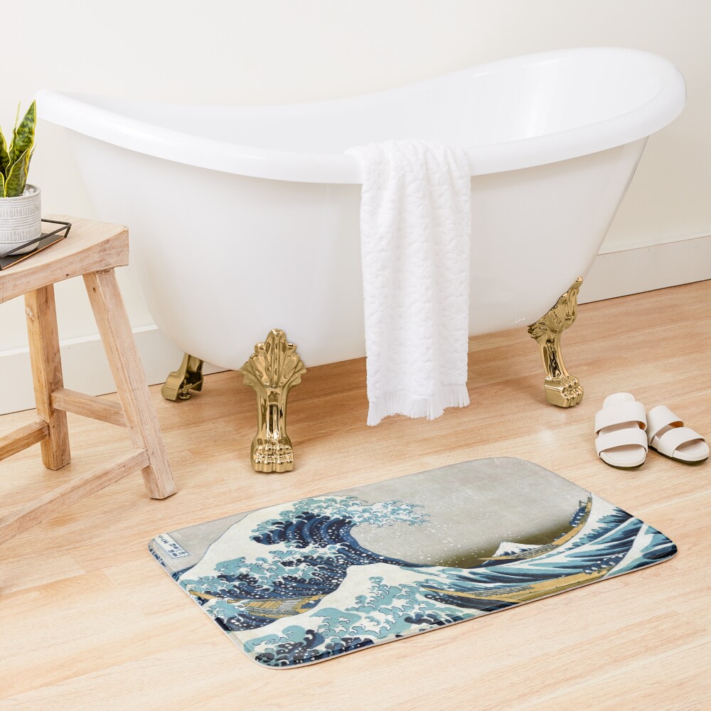 The great wave, famous Japanese artwork Bath Mat