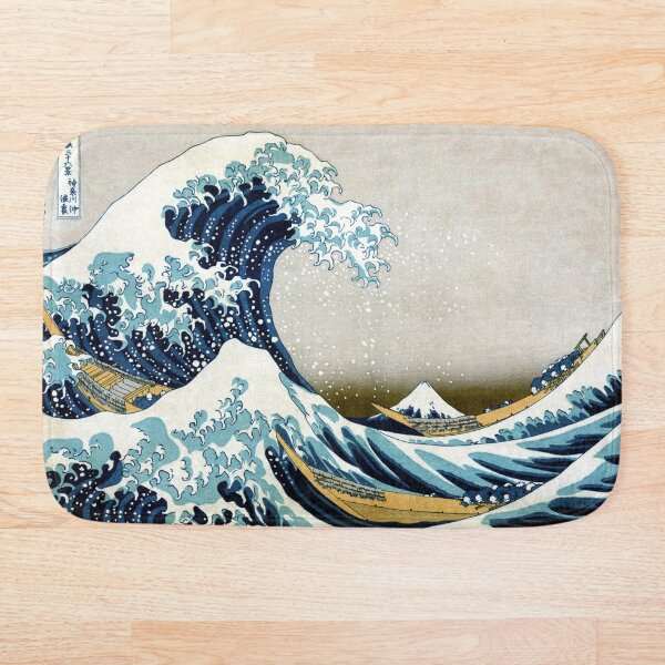 The great wave, famous Japanese artwork Bath Mat