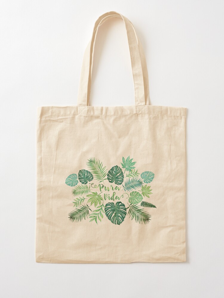Tropical Leaf Monstera Print Personalized Beach Tote Bag