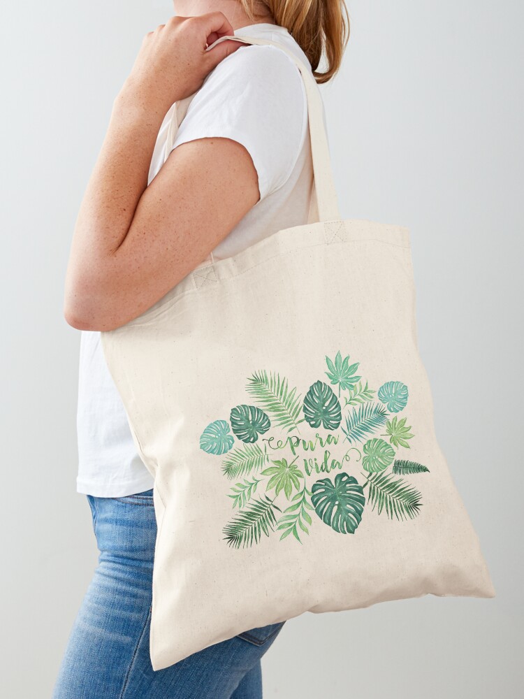 Tropical Leaf Monstera Print Personalized Beach Tote Bag