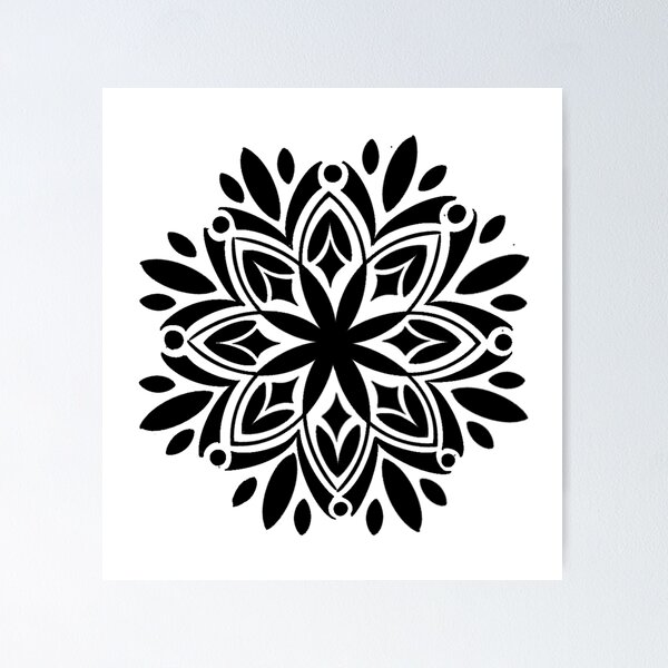 Mandala Stencil Template, Printable Design, Black and White