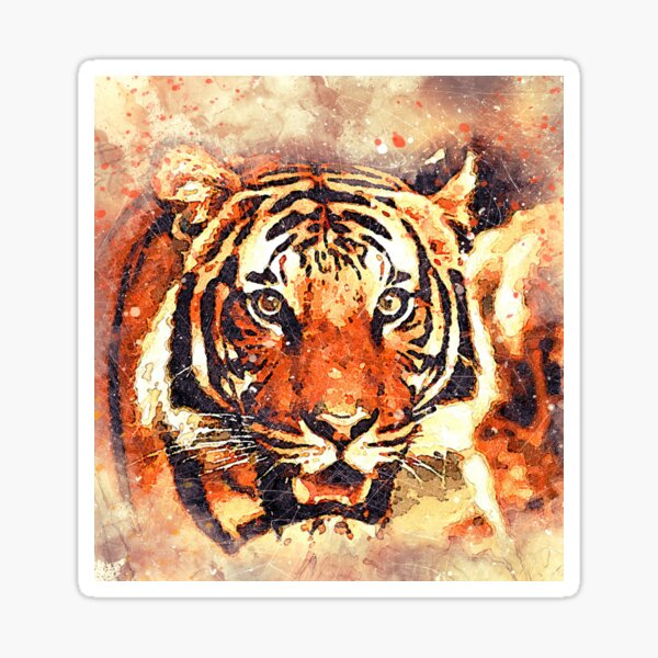Tiger Head Painting Sticker