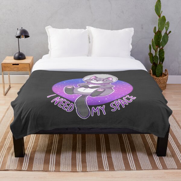 I Need My Space Astronaut Kitty Throw Blanket