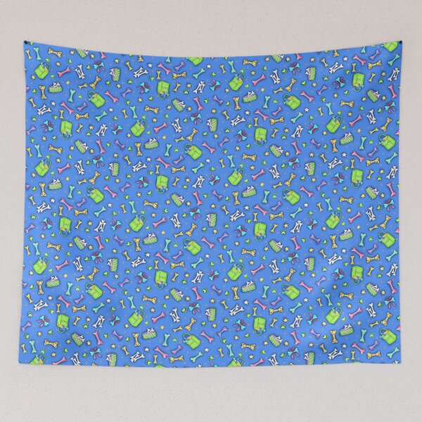 Item preview, Dog Bones Whimsy with Paw Prints Blue Background designed and sold by phyllisdobbs.