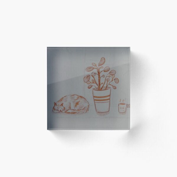 Lazy Sunday window cat Acrylic Block