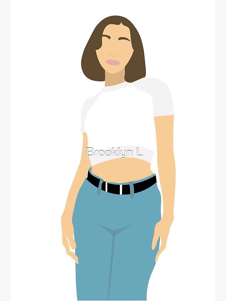 Cartoon Girl in Crop Top and Mom Jeans
