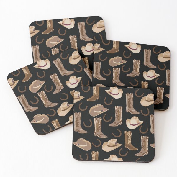Item preview, Western Boots and Cowboy Cowgirl Hats on Black designed and sold by phyllisdobbs.