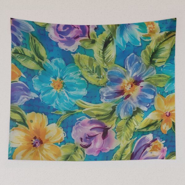 Item preview, Violet and Blue Roses Batik designed and sold by Leslie Rogers Todder.
