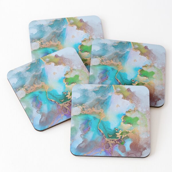 Item preview, Marble shades of blue and gold watercolors designed and sold by Jelisandie.