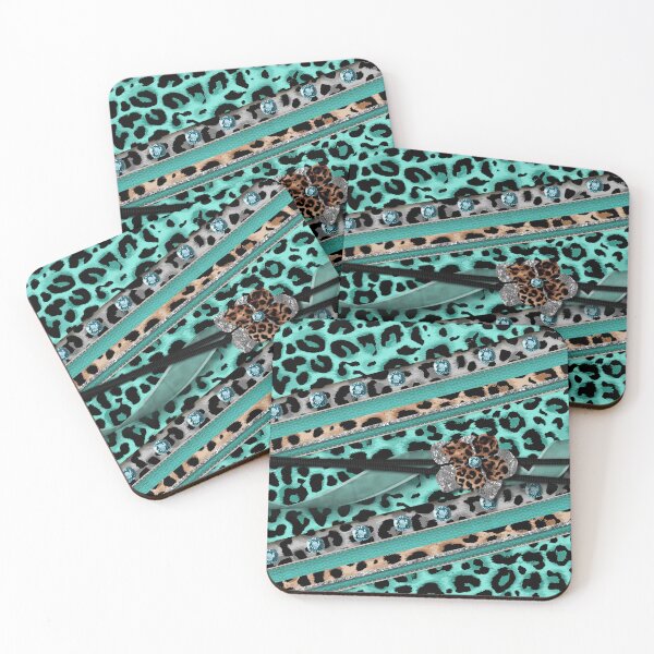 Item preview, Cute Fashion Leopard Teal Cheetah Rhinestone Bow and Ribbons designed and sold by TexasMerch.