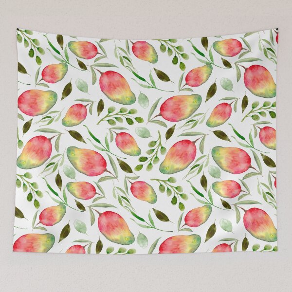 Item preview, Mangoes and Greenery | Watercolor | Pattern designed and sold by Harpley Design Studio.