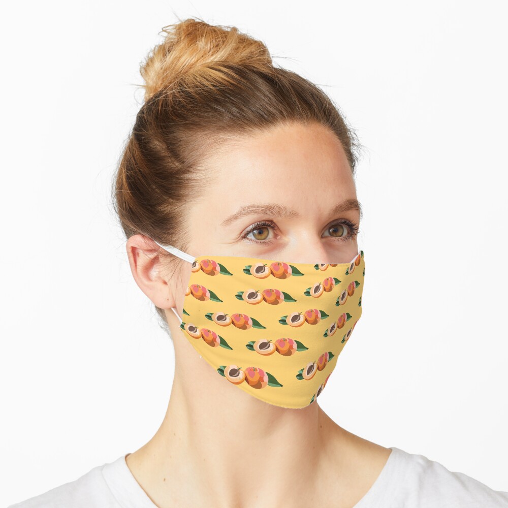 Download Peach Print With Yellow Background Mask By Rebeccartt Redbubble PSD Mockup Templates