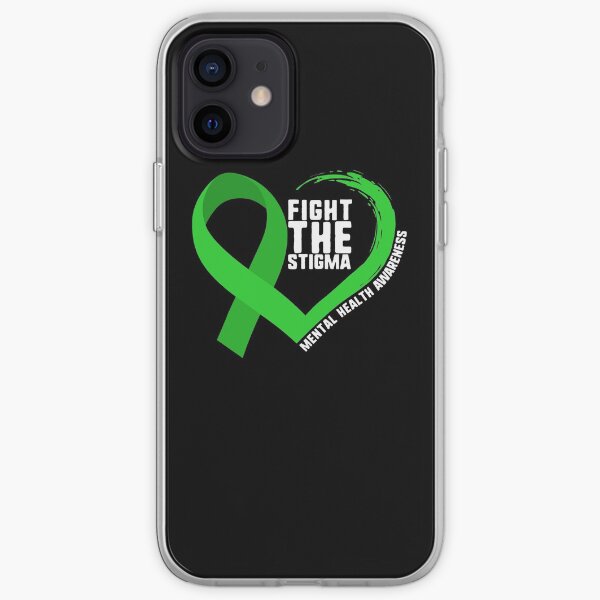 Fight The Stigma Mental Health Disease Awareness Green Heart Ribbon Depression Anxiety Warrior Gift iPhone Soft Case