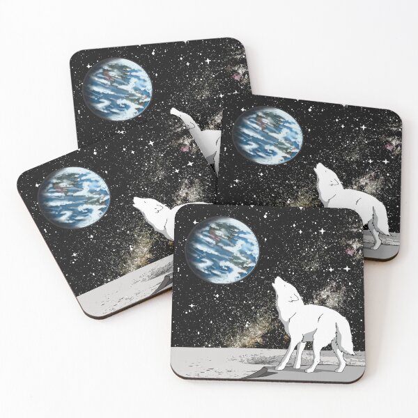 Item preview, White Wolf Howling at Earth from Moon designed and sold by LucentJourneys.