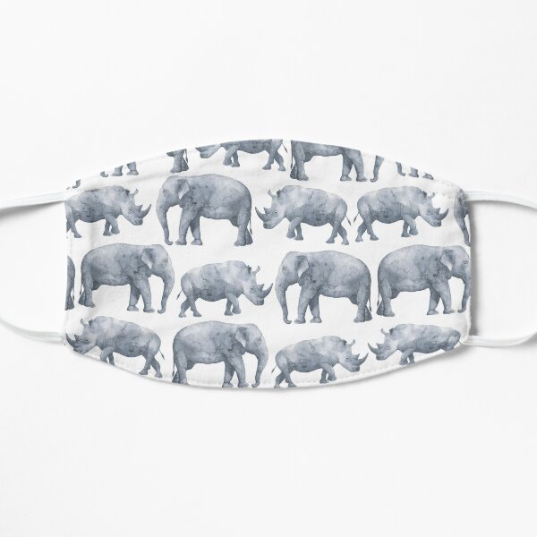 Elephant and Rhino Watercolour Flat Mask