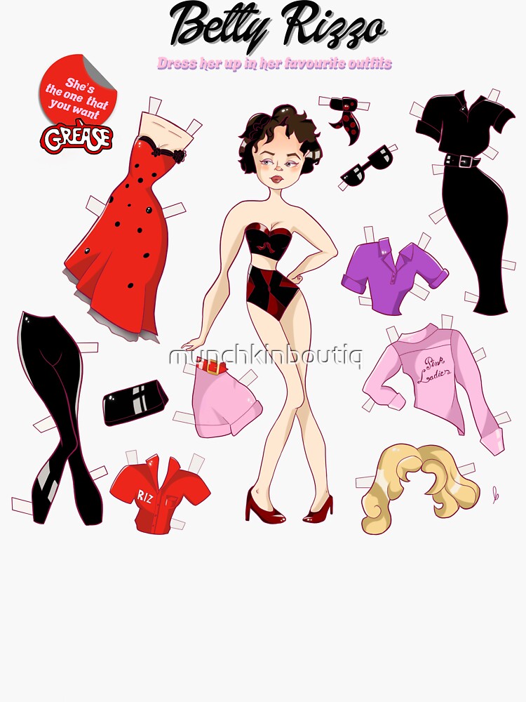 Rizzo Paper Doll [GREASE]" Sticker for Sale by munchkinboutiq | Redbubble