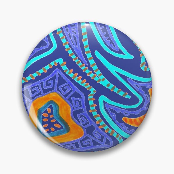 Item preview, Blue and Orange Mediterranean Pattern designed and sold by junepillows.