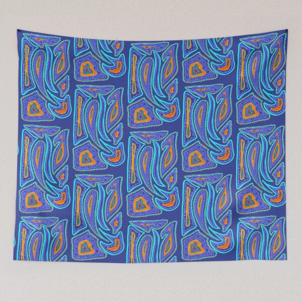 Item preview, Blue and Orange Mediterranean Pattern designed and sold by junepillows.