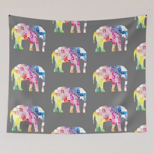 Item preview, Multi-colored Elephant Squares designed and sold by isitsupperyet.