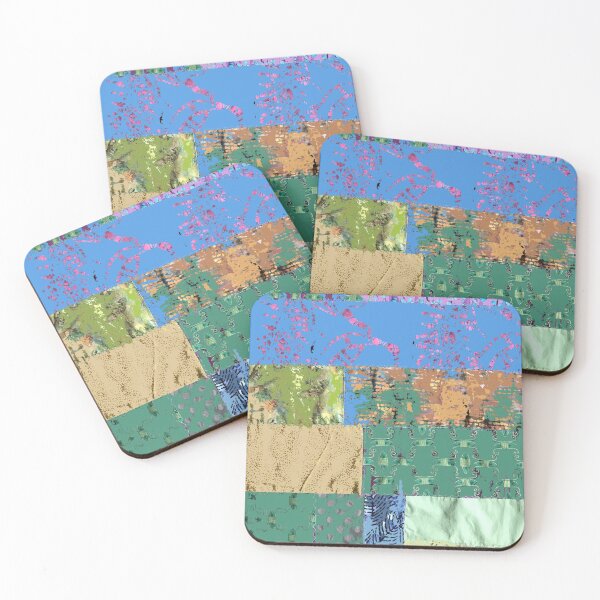 Item preview, Blue textiles, mixed media, fiber art, blue green gold designed and sold by djrunnels.