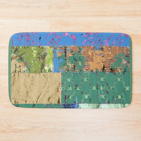 Item preview, Blue textiles, mixed media, fiber art, blue green gold designed and sold by djrunnels.
