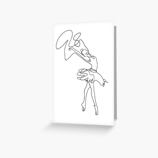 One Line Art Tänzerin Grußkarte